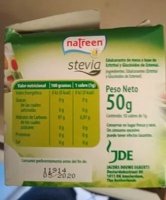 Stevia edulcorante granulado caja 50 sobres Natreen 50 g, code 8410091056176