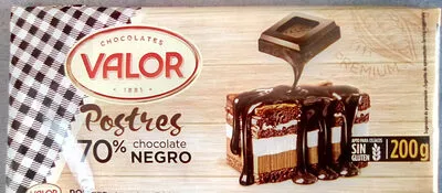 Postres chocolate negro sin gluten Valor 200, code 8410109003260