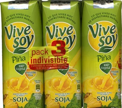 Bebida de zumo de piña & soja ViveSoy 750 ml (3 x 250 ml), code 8410128651145