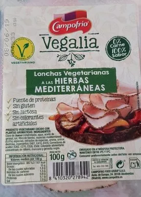 Vegalia lonchas vegetarianas a las hierbas mediterráneas Campofrío 100 g, code 8410320278942