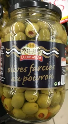 Olives farcies au poivron La Explanada 835 g (500 g égoutté), code 8410791110109