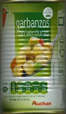 Garbanzos con verduras Auchan 440 g (neto), code 8410902011936
