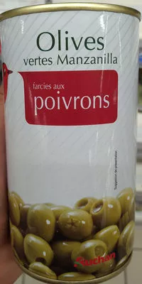 Olives vertes Manzanilla farcies aux poivrons Auchan Auchan 150 g, code 8410971020150