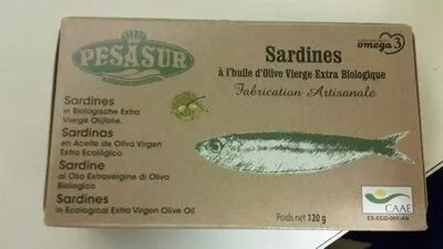 PESASUR Sardines à l'huile d'olive biologique Pesasur 120 g, code 8411317300318