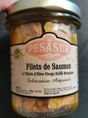 PESASUR Filets de Saumon à l'huile d'olive vierge extra biologique PESASUR 195g, code 8411317301278