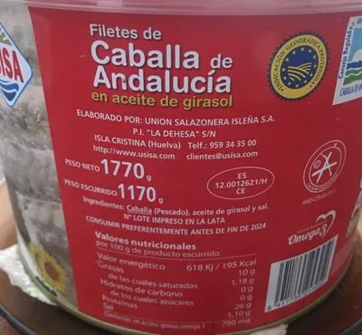 Filetes de caballa de Andalucia en aceite de girasol Usisa , code 8411735253050
