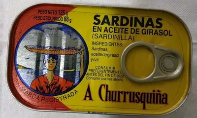 Sardinillas en aceite de girasol A Churrusquiña 125 g, code 8421846101430