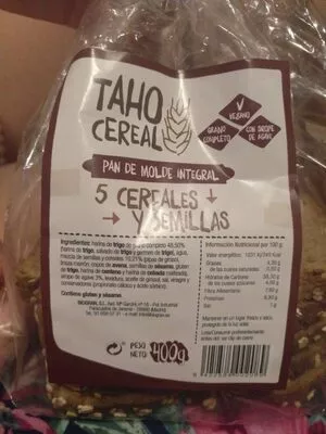 Pan de molde integral 5 cereales y semillas Taho Cereal , code 8422584002089