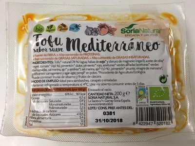 Tofu Mediterráneo Soria Natural, Soria Natural S.A. 200 g, code 8422947520182