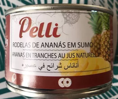Ananas en tranches au jus naturel Pelli , code 8428626012047
