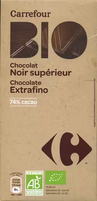 Tableta de chocolate negro 74% cacao Carrefour bio 100 g, code 8431876054767