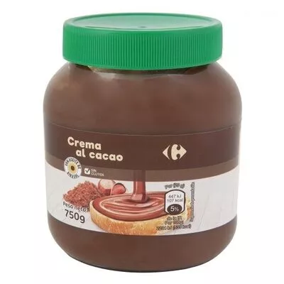 Crema untar 1 sabor 4% avellana sin aceite de palma Carrefour 750 g, code 8431876272611
