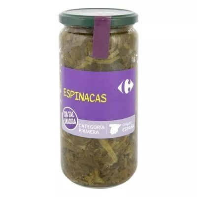 Espinacas sin sal añadida Carrefour , code 8431876279368