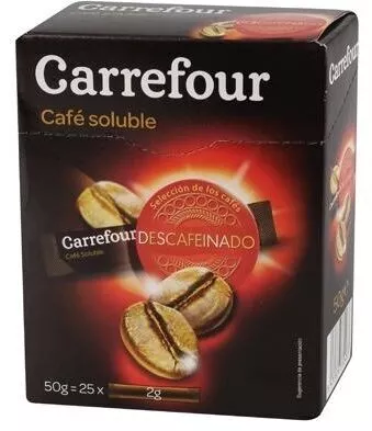 Café soluble descafeinado Carrefour 50 g (25 x 2 g), code 8431876332483