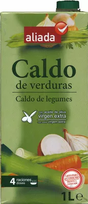 Caldo de verduras con aceite de oliva virgen extra sin gluten envase 1 l Aliada 1 l, code 8433329004275