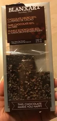 Chocolate negro 85% con pepitas de cacao Blanxart , code 8436006830020