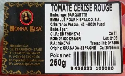 Tomate cerise rouge Monna Lisa 250 g, code 8436533105080