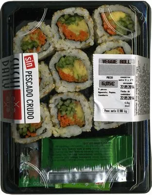 Veggie roll Sushi Daily 180 g (9 piezas), code 8436539680048