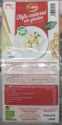 Tofu natural sin gluten Vivibio 200 g (2 x 100 g), code 8436545624692