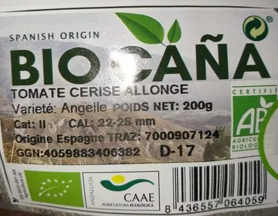 Tomate cerise allongé Bio Cana 200 g, code 8436557064059