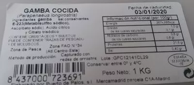 Gamba cocida elaborada FAO34 puerto de palos 1 kg, code 8437000723691