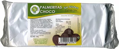 Palmeritas choco sin gluten Espsilon 100 g (3 Uds), code 8437004855961