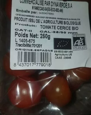 Tomate cerise bio Dynaverde 250 g, code 8437017779018