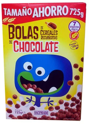 Bolas de cereales recubiertas de chocolate Hacendado 725g, code 8480000093844