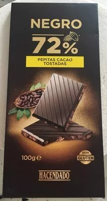 Chocolate negro 72% con pepitas de cacao tostadas Hacendado 100 g, code 8480000124968