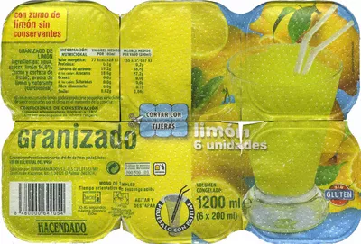 Granizado de limón Hacendado 1.200 ml (6 x 200 ml), code 8480000647054