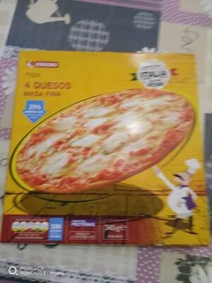 Pizza 4 quesos masa fina Eroski 345 g, code 8480010016925