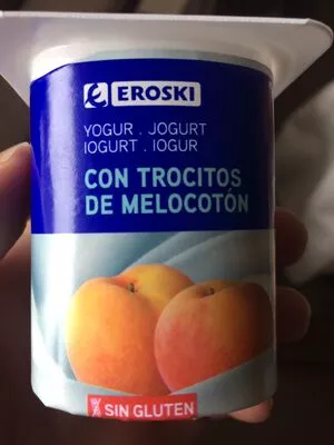 Yogur con trocitos de melocotón Eroski 125g, code 8480010043907