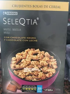 Seleqtia - Muesli con chocolate negro y chocolate con leche Eroski 500 g, code 8480010083309