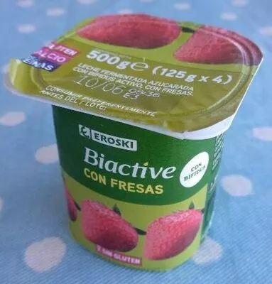 Yogur biactive con fresas Eroski 500 g, code 8480010108408
