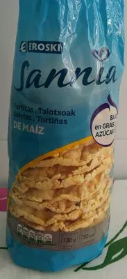 Tortitas de maíz Eroski 130 g, code 8480010130348