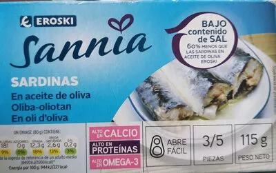 Sannia - Sardinas en aceite de oliva Eroski , code 8480010158434
