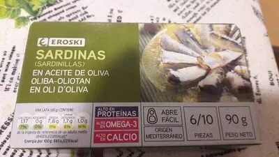 Sardinas en aceite de oliva Eroski 90 g, code 8480010167863