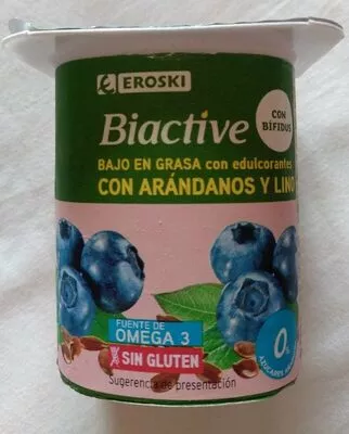 Yogur biactive con arándanos y lino Eroski , code 8480010187366