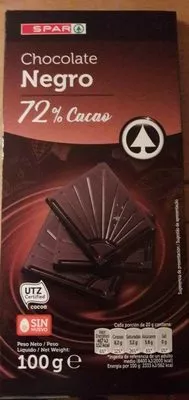 Chocolate Negro 72% Cacao Spar , code 8480013152965
