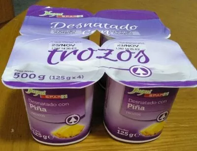 Yogur desnatado con piña (trozos) Spar 500 g, code 8480013311621