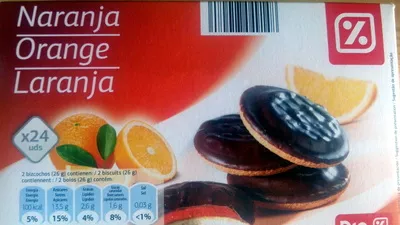 Biscuits fourrés à l'orange et nappés de chocolat Dia 300 g, code 8480017049148