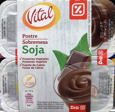 Vital postre de soja chocolate Dia 400 g (4 x 100 g), code 8480017063489