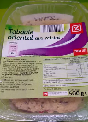 Taboulé oriental aux raisins Dia 500 g, code 8480017120496