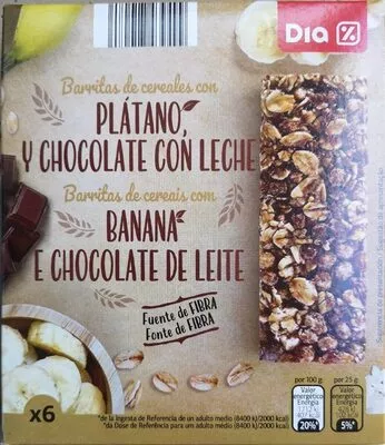 Barre de céréale banane chocolat Dia 150 g, code 8480017439499