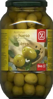 Aceitunas verdes enteras "Dia" Variedad Manzanilla Dia 800 g (neto), 500 g (escurrido), code 8480017462398