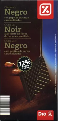 Chocolat noir aux éclats de fêve de cacao caramélisés Dia 100 g, code 8480017516114