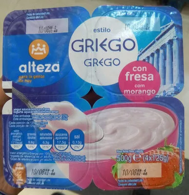 Yogur griego con fresa Alteza 500 g (4x125g), code 8480024649218