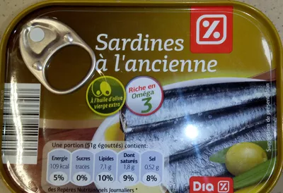 Sardines à l'ancienne Dia 135 g, code 8480071793377