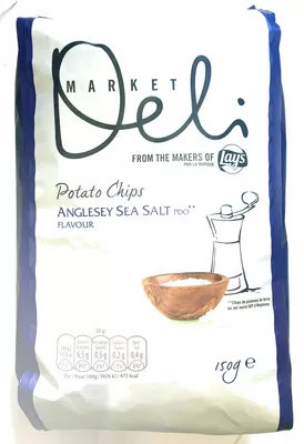Market Deli - Chips de pommes de terre au sel marin IGP d'Anglesey Market Deli, Lay's 150 g, code 8710398505583