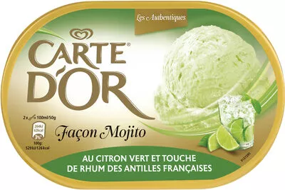 Carte D'or Les Authentiques Glace Façon Mojito au Citron Vert et Touche de Rhum Bac 1L Carte d'Or, Unilever 500 g, code 8710908890871
